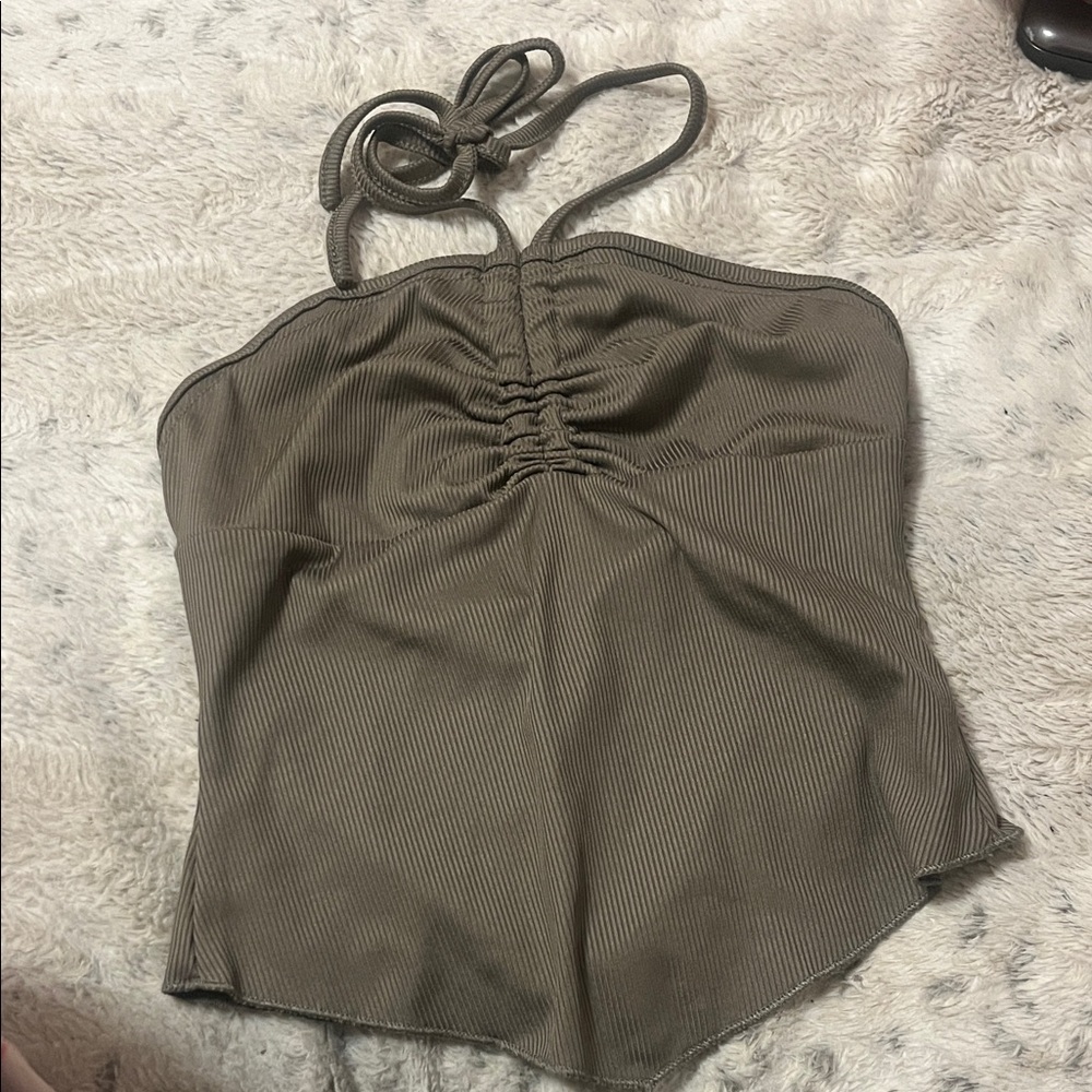 ROMWE Olive Halter Tank Top
